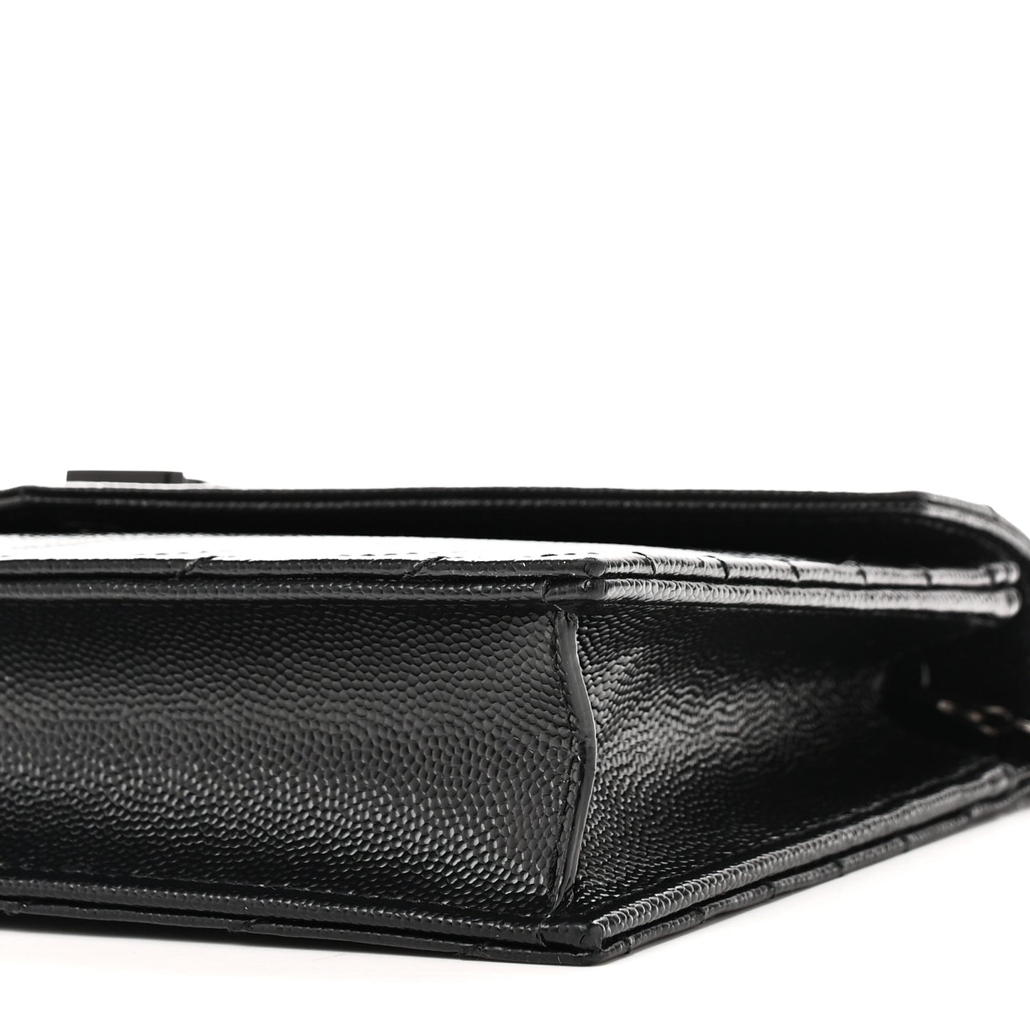 Grain De Poudre Matelasse Chevron Monogram Monochrome Envelope Chain Wallet Black