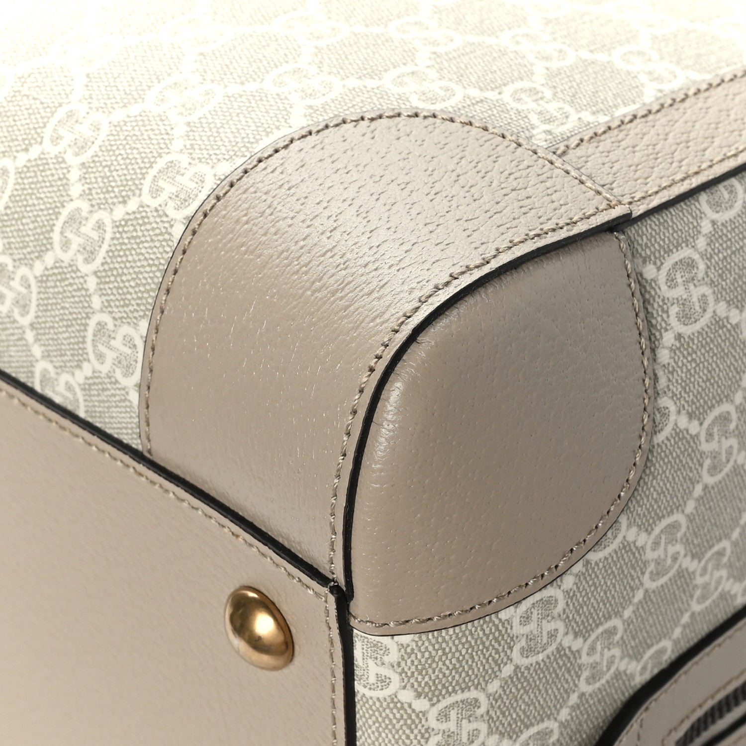 Gucci GG Supreme Monogram Textured Dollar Calfskin Web Medium Savoy Duffle Bag Beige Mystic White Oatmeal 10 of 10