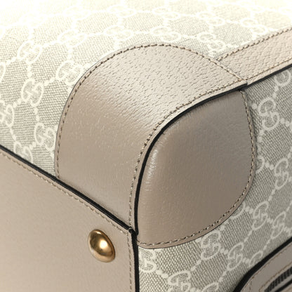 Gucci GG Supreme Monogram Textured Dollar Calfskin Web Medium Savoy Duffle Bag Beige Mystic White Oatmeal 10 of 10