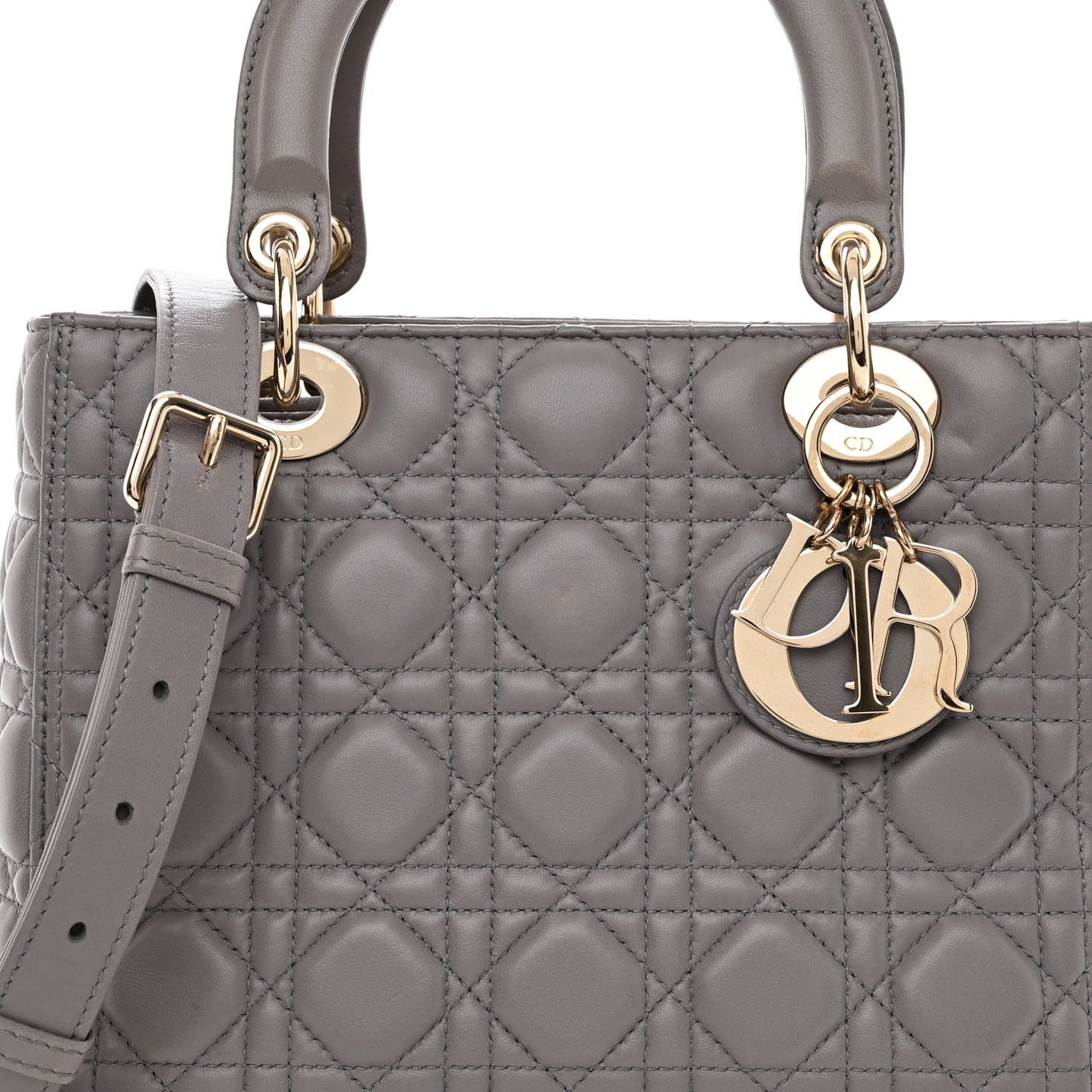 Lambskin Cannage Medium Lady Dior Grey