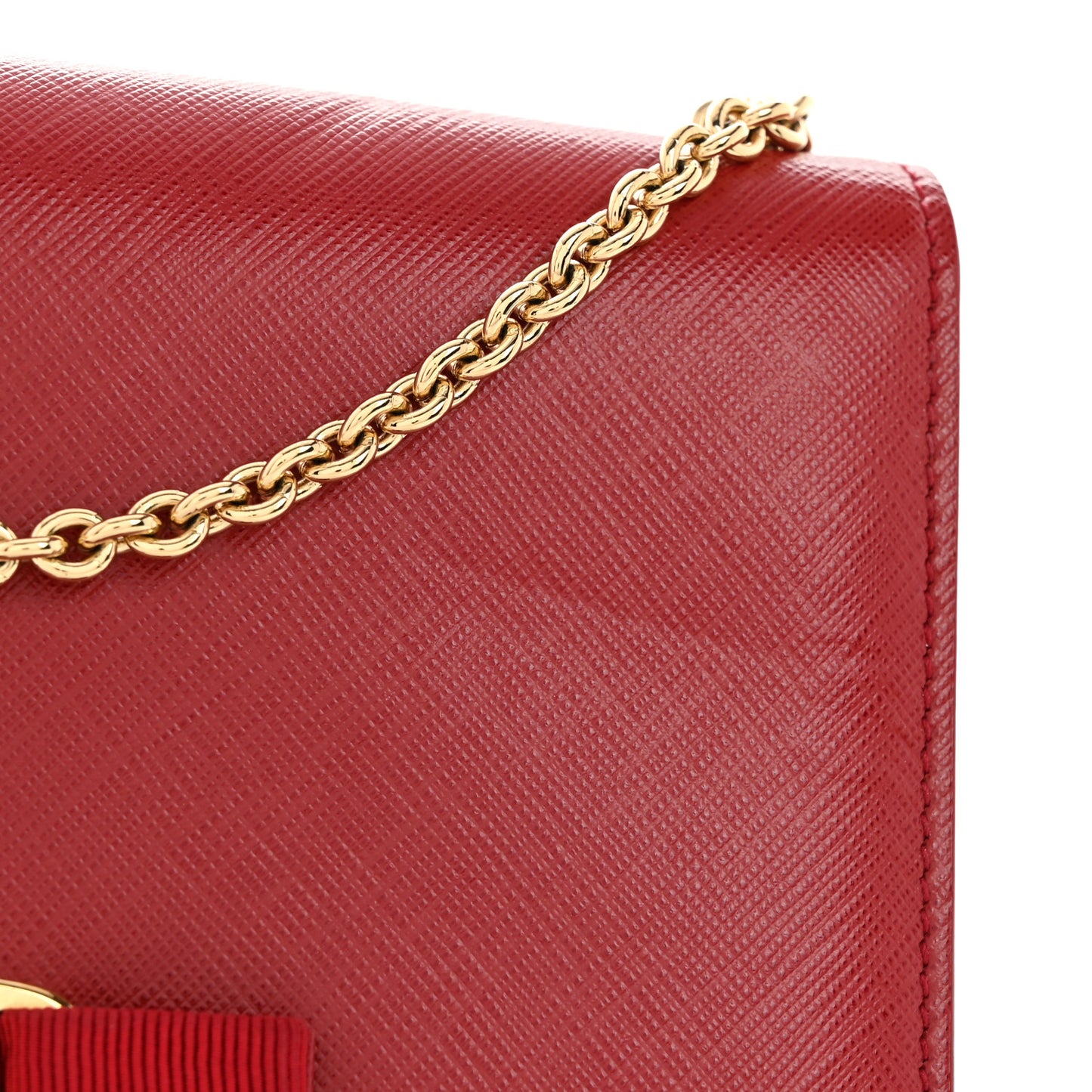 Printed Calfskin  Mini Miss Vara Bow Chain Bag Rosso