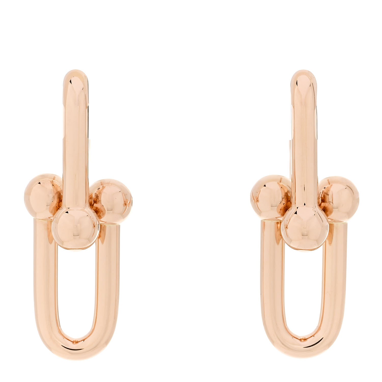 Tiffany 18K Rose Gold Large HardWear Link Earrings 1 of 5