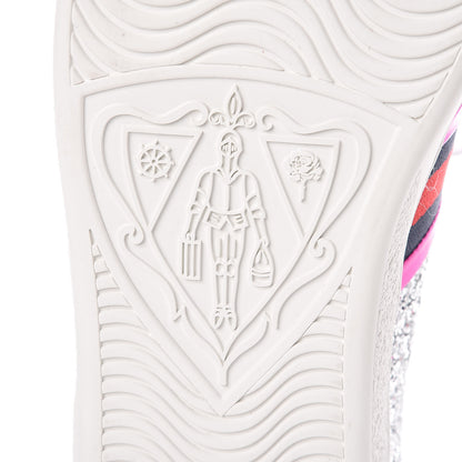 Gucci Glitter Web Ace Sneakers 38.5 Silver 9 of 10