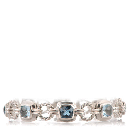David Yurman Sterling Silver Blue Topaz 7mm Renaissance Linked Bracelet 1 of 4