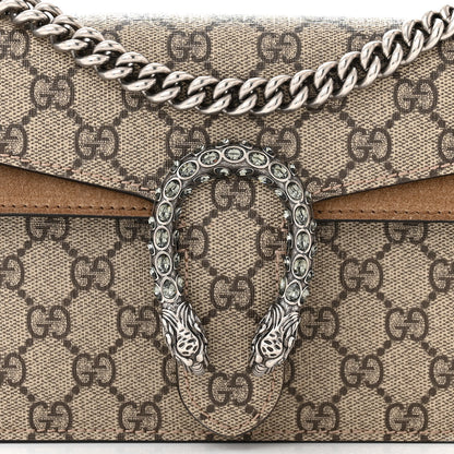 Gucci GG Supreme Monogram Suede Crystal Small Dionysus Shoulder Bag Beige Ebony Taupe 8 of 12