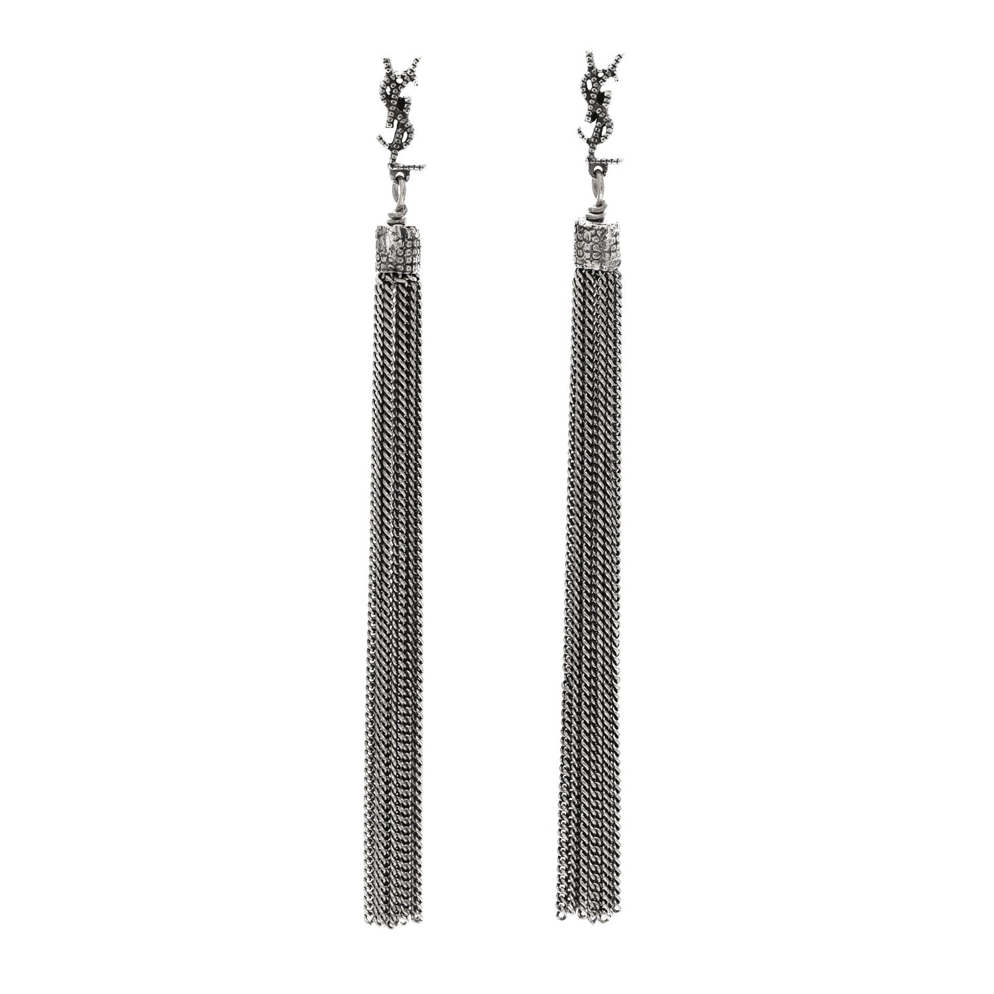 Metal Monogram Loulou Tassel Earrings Silver