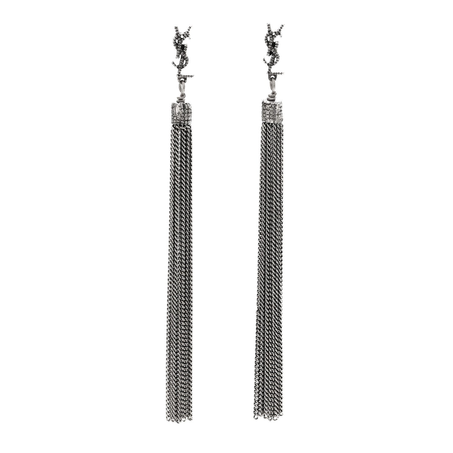 Saint Laurent Metal Monogram Loulou Tassel Earrings Silver 1 of 4