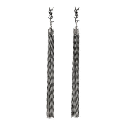 Saint Laurent Metal Monogram Loulou Tassel Earrings Silver 1 of 4