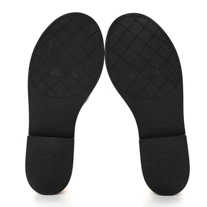 Chanel Lambskin Quilted CC Wedge Sandals 38 Black 5 of 13