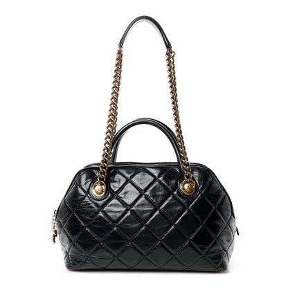Chanel Glazed Calfskin Castle Rock Bowling Bag Black 1 of 12