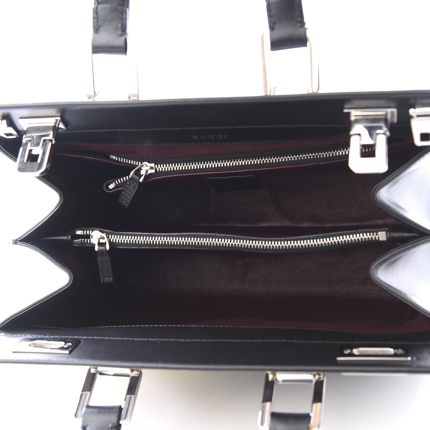 Smooth Calfskin Diagonal Striped Small Zumi Top Handle Bag Black Beige