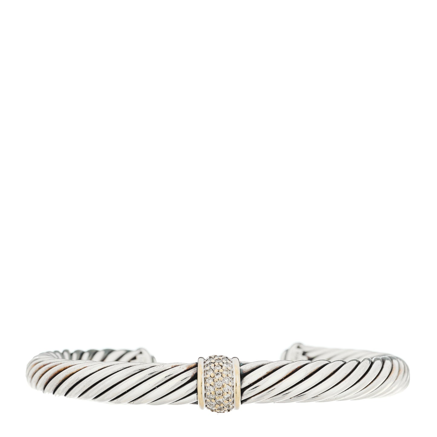 Sterling Silver 18K White Gold Diamond 7mm Cable Classics Station Bracelet