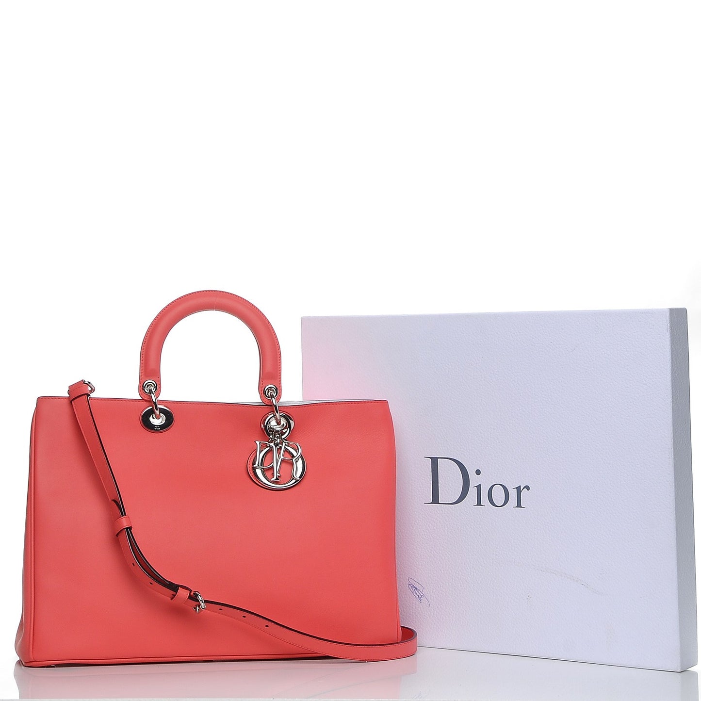 Smooth Calfskin Large Diorissimo Tote Light Coral