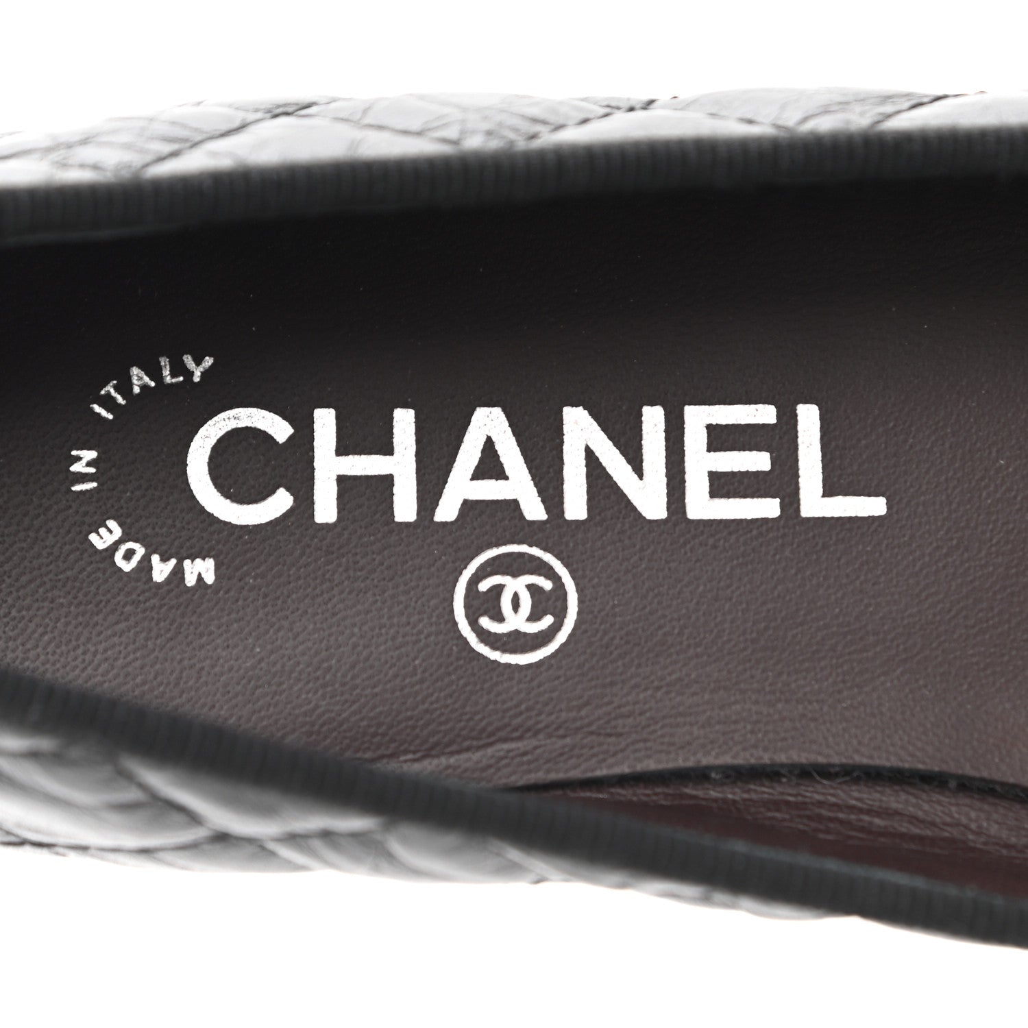 Chanel Aged Calfskin Quilted CC Cap Toe Ballerina Flats 35.5 Black 6 of 8