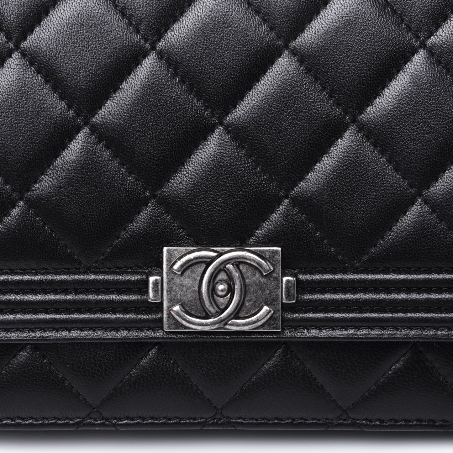 Lambskin Quilted Boy Wallet On Chain WOC Black