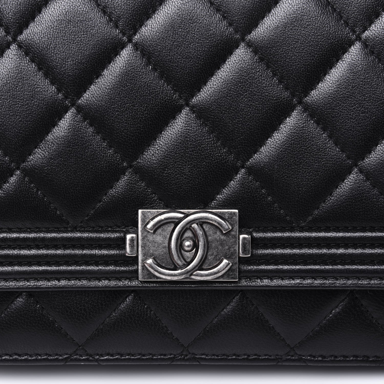 Chanel Lambskin Quilted Boy Wallet On Chain WOC Black 14 of 15