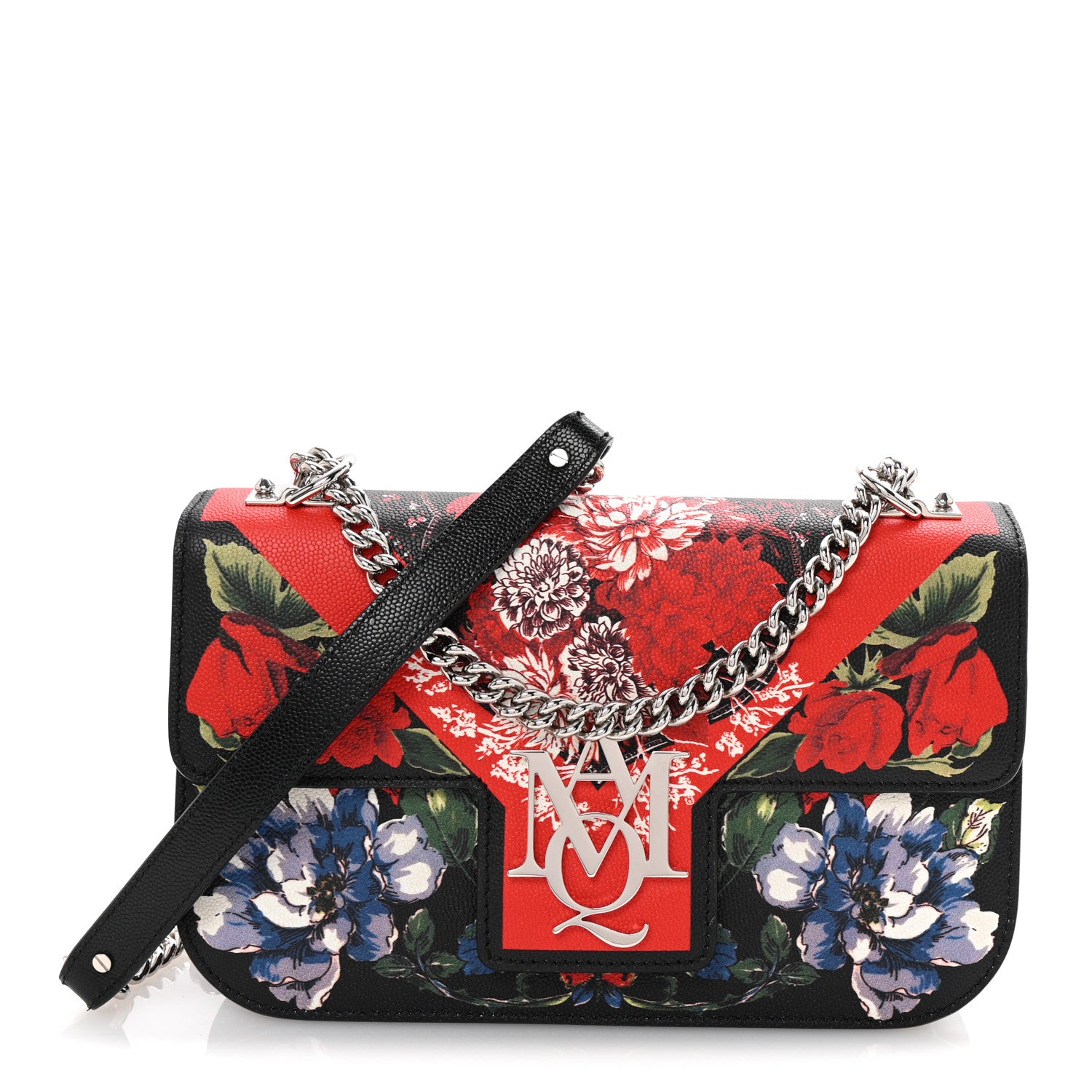 Alexander McQueen Calfskin Floral Medium Insignia Flap Multicolor 1 of 9