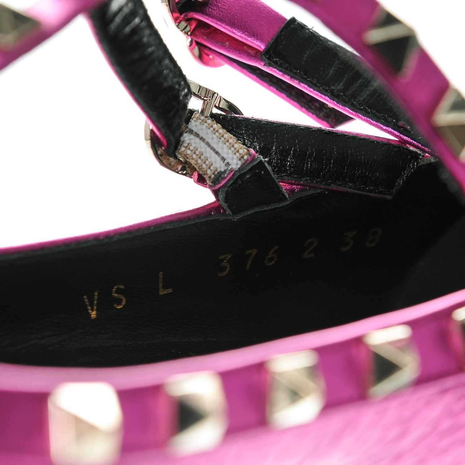 Valentino Garavani Metallic Pebbled Calfskin Rockstud Cage Ballerina Flats 38 Peony 8 of 8