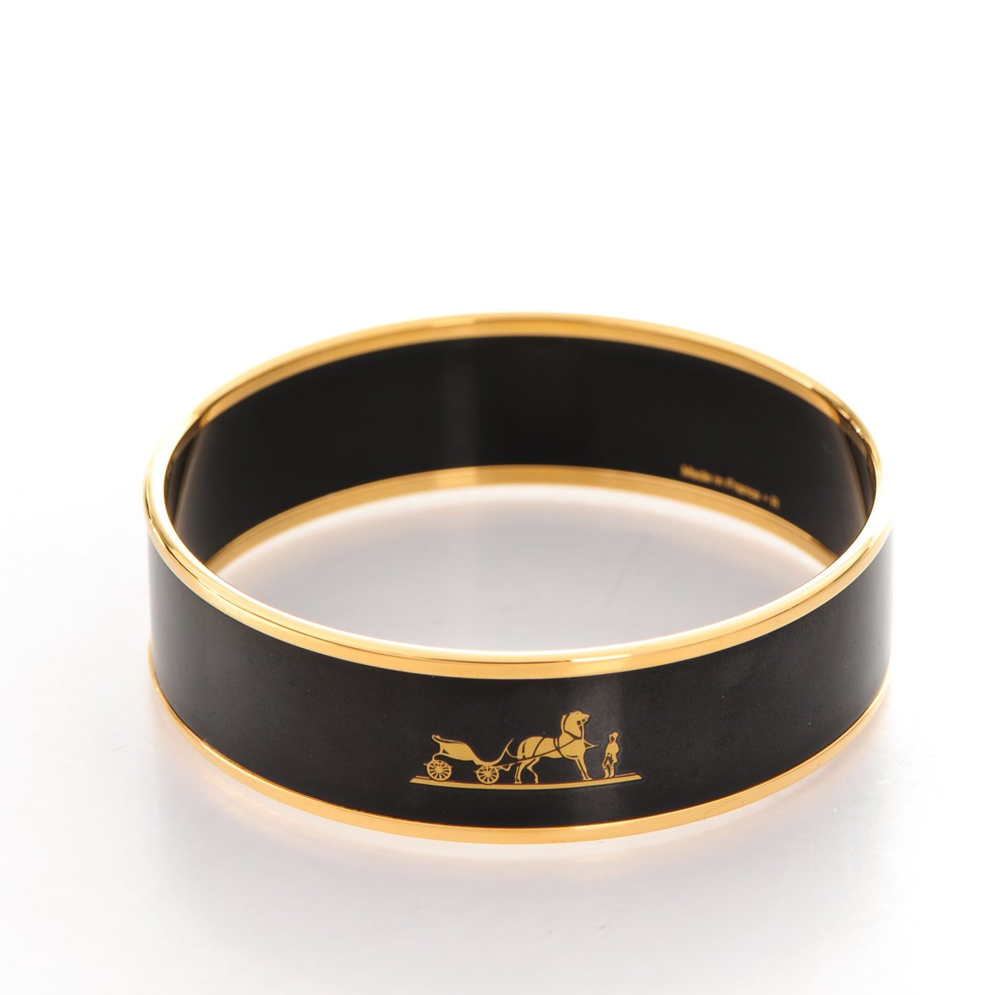 Enamel Printed Wide Caleche Bracelet 65 Black