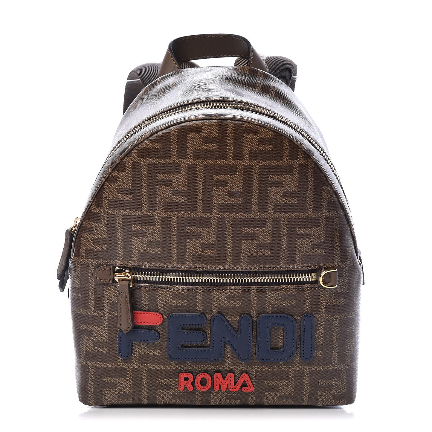 X FILA Glazed Fabric Vitello Century FF 1974 Mania Mini Backpack Mogano Panna Blueberry