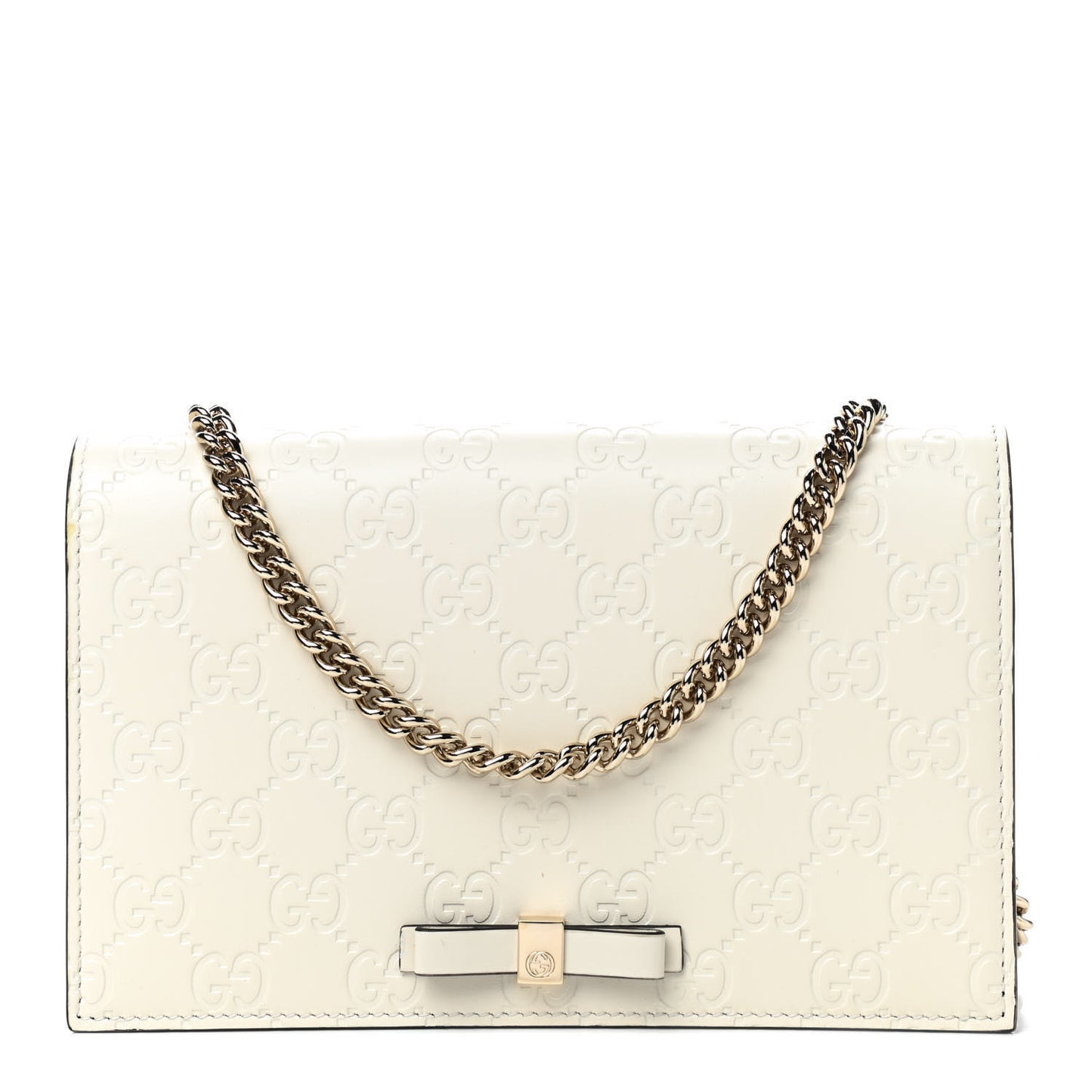 Guccissima Signature Bowy Chain Wallet Mystic White