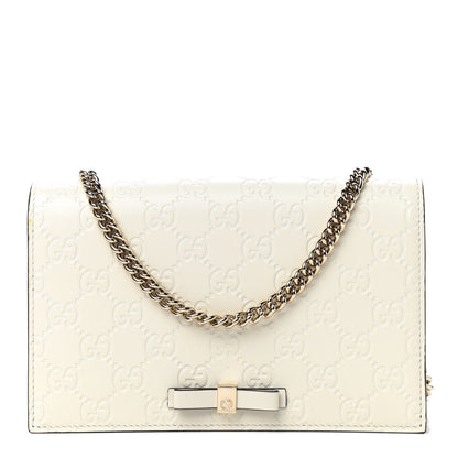Gucci Guccissima Signature Bowy Chain Wallet Mystic White 1 of 7