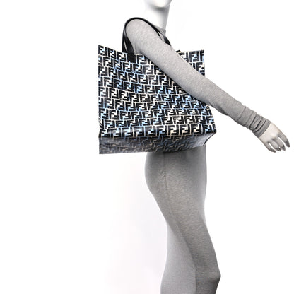 Fendi X JOSHUA VIDES Coated Canvas FF Cloudy Shopping Tote White Celeste Black 2 of 12