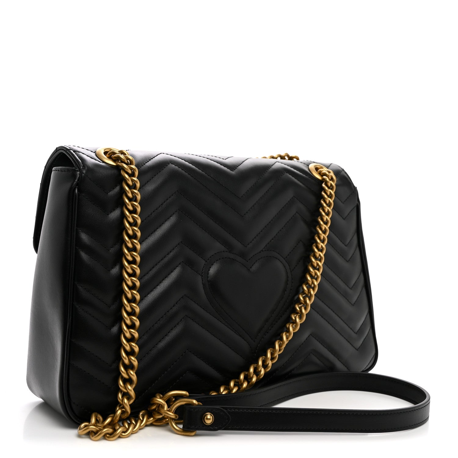 Gucci Calfskin Matelasse Medium GG Marmont Shoulder Bag Black 3 of 11