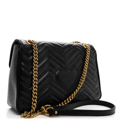 Gucci Calfskin Matelasse Medium GG Marmont Shoulder Bag Black 3 of 11