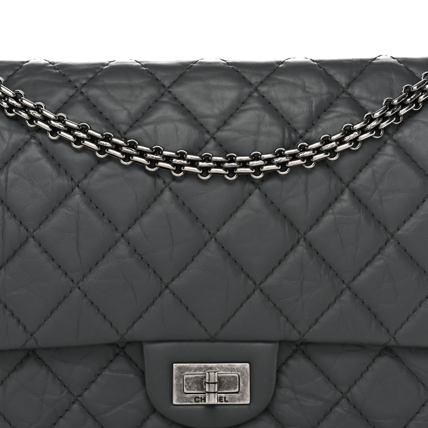 Aged Calfskin Quilted 2.55 Reissue 226 Flap Grey