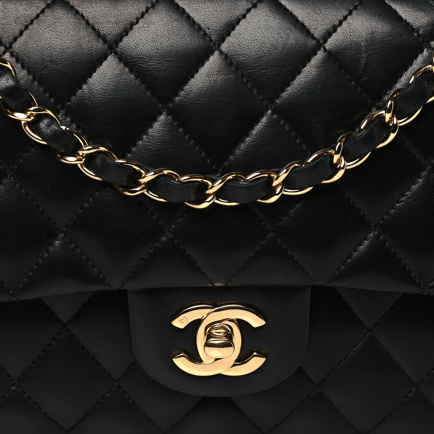 Chanel Lambskin Quilted Medium Double Flap Black 8 of 12