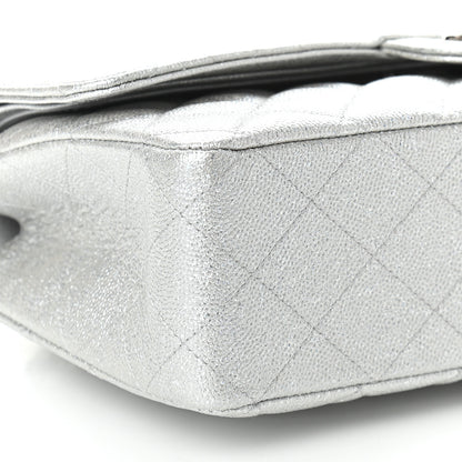 Chanel Glittered Metallic Caviar Quilted Medium Double Flap Silver 8 of 9