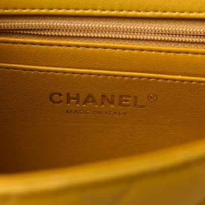 Chanel Lambskin Quilted Mini Top Handle Rectangular Flap Yellow 6 of 9