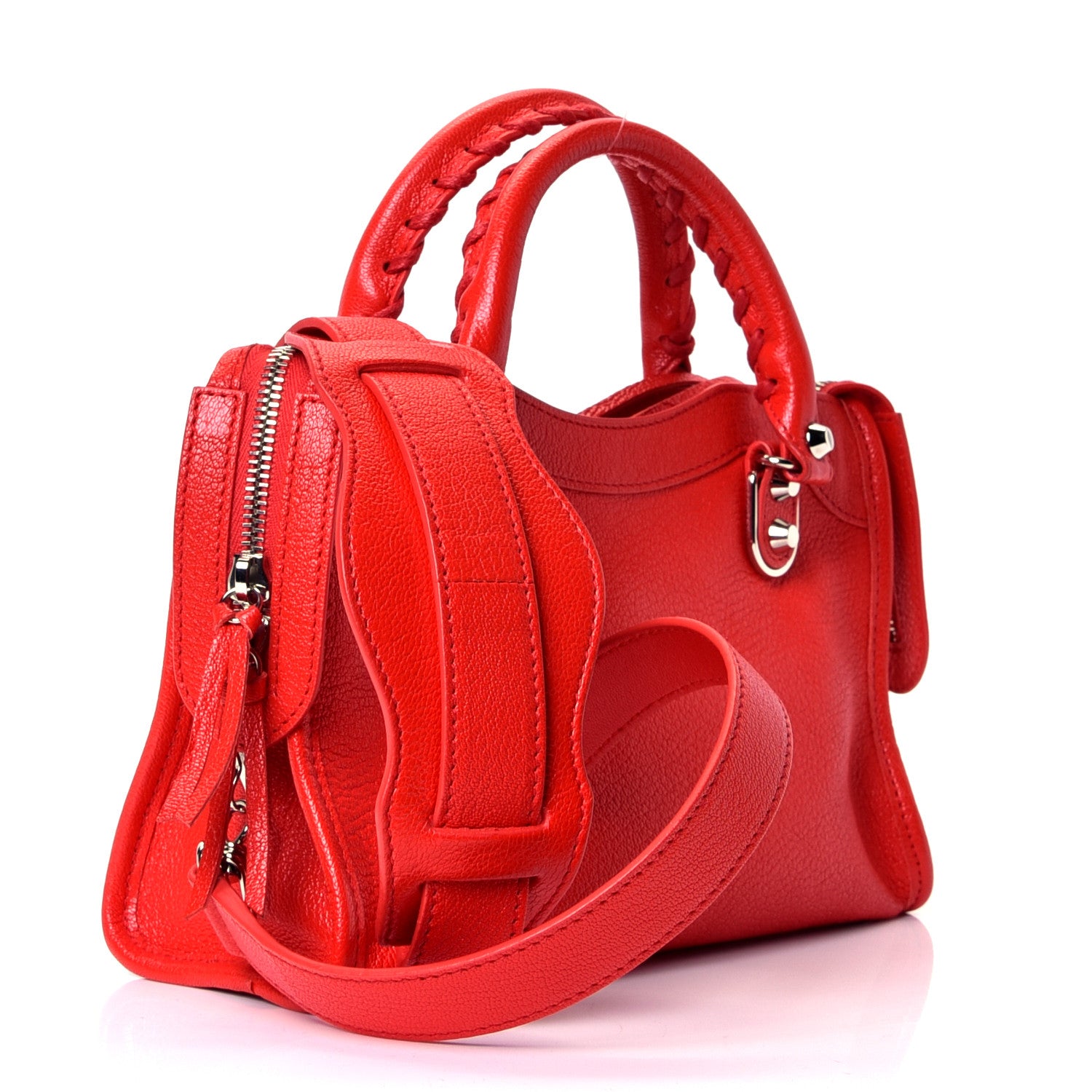 Balenciaga Chevre Silver Metallic Edge Hardware Mini City Rouge Grenade 2 of 4