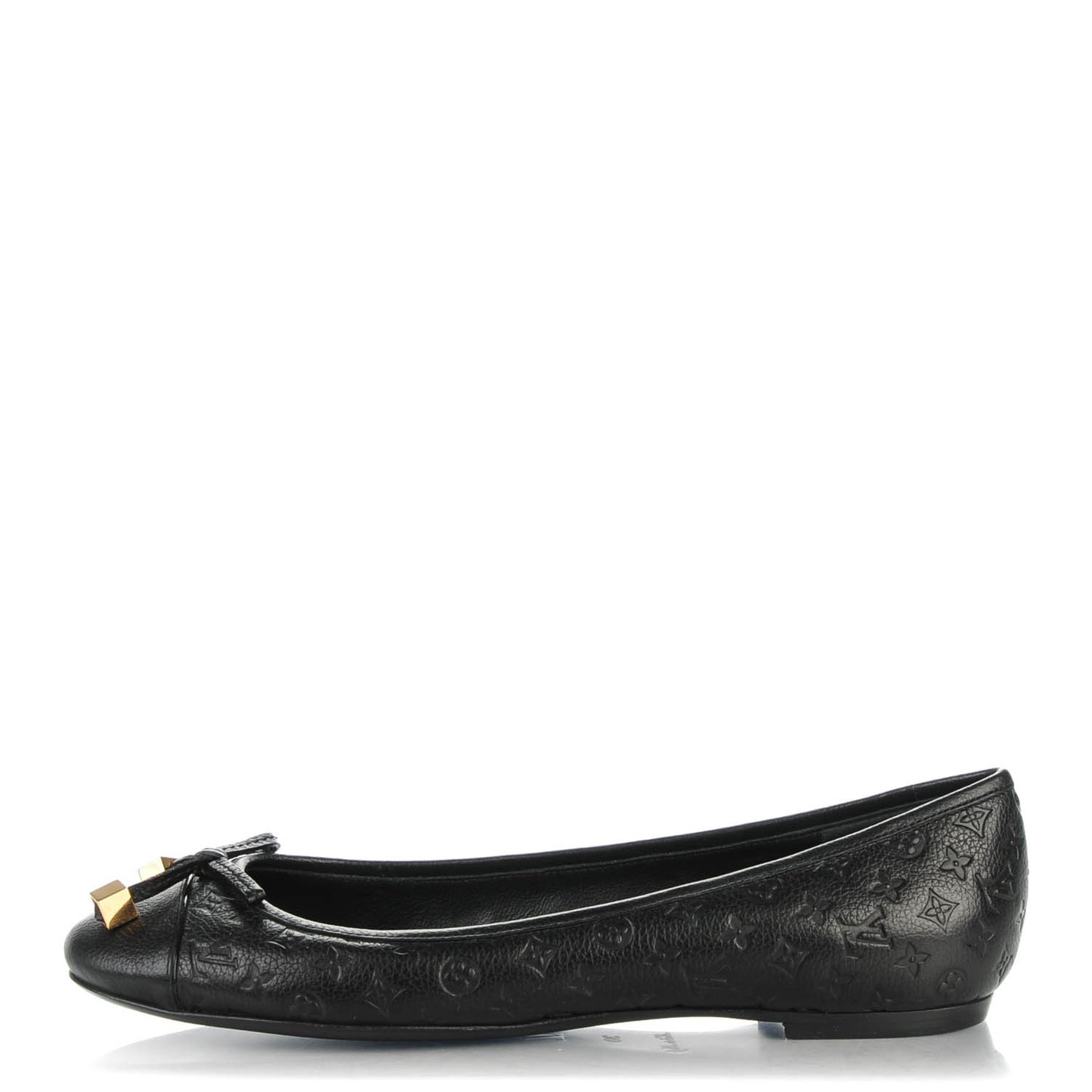 Calfskin Monogram Embossed Debbie Ballerina Flats 38 Black