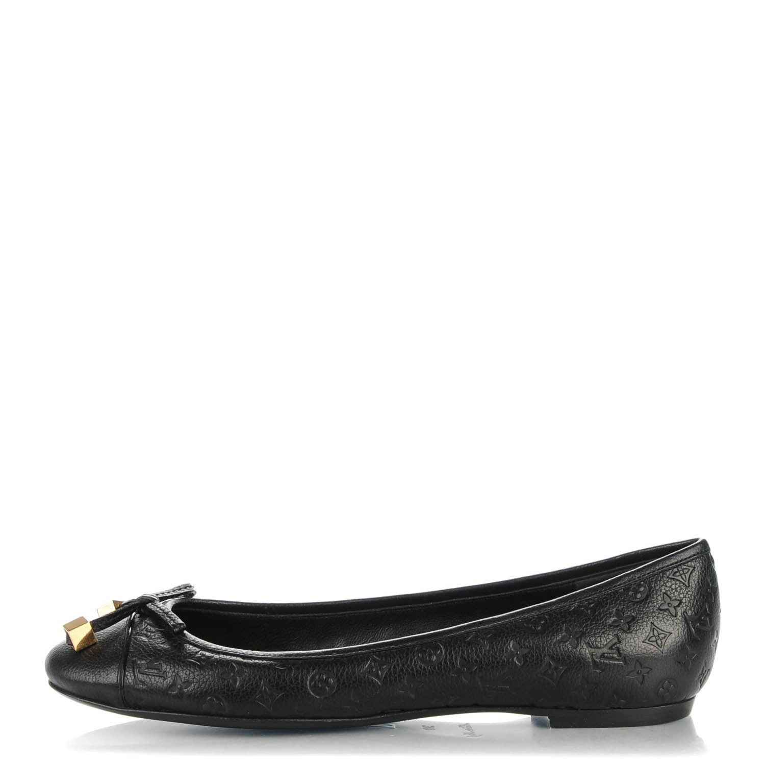 Louis Vuitton Calfskin Monogram Embossed Debbie Ballerina Flats 38 Black 1 of 7