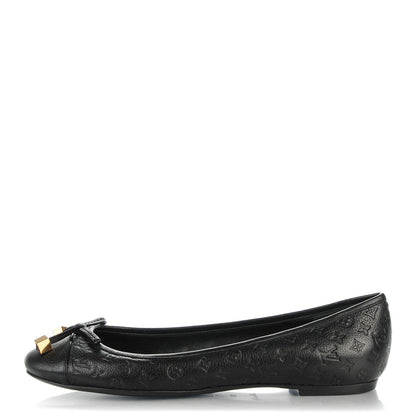 Louis Vuitton Calfskin Monogram Embossed Debbie Ballerina Flats 38 Black 1 of 7