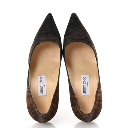 Jimmy Choo Lame Glitter Zebra Print Abel Pumps 36.5 Black Amber 2 of 9