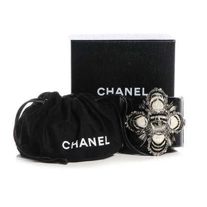 Chanel Resin Crystal Feather CC Cuff Black 6 of 6