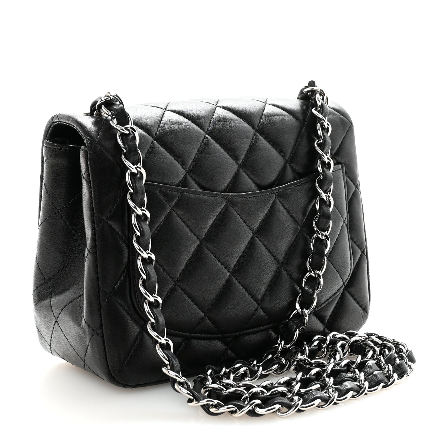 Lambskin Quilted Mini Square Flap Black