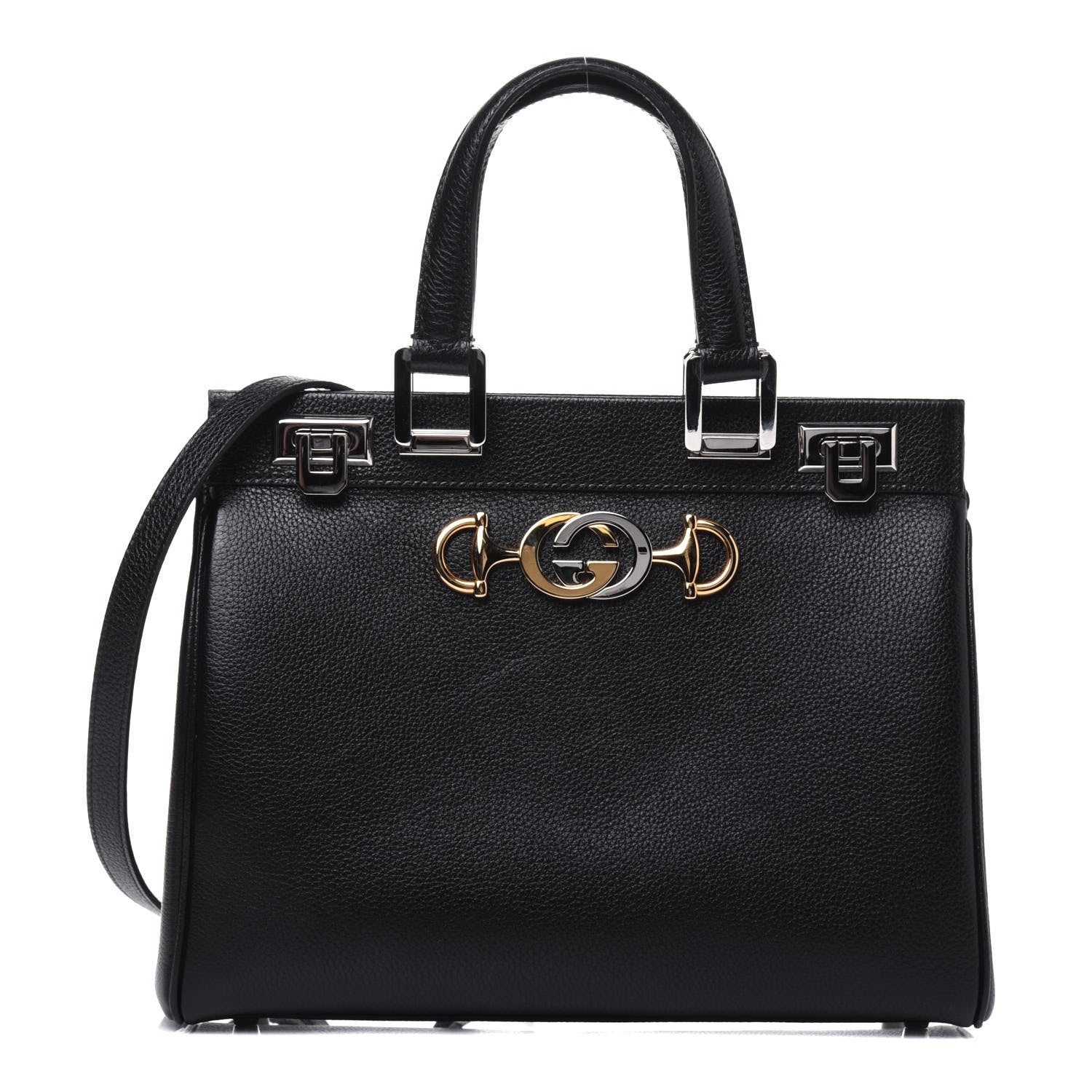 Gucci Grainy Calfskin Small Zumi Top Handle Bag Black 1 of 16