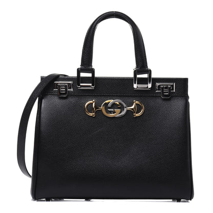 Gucci Grainy Calfskin Small Zumi Top Handle Bag Black 1 of 16