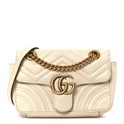 Gucci Calfskin Matelasse Mini GG Marmont Shoulder Bag White 1 of 12