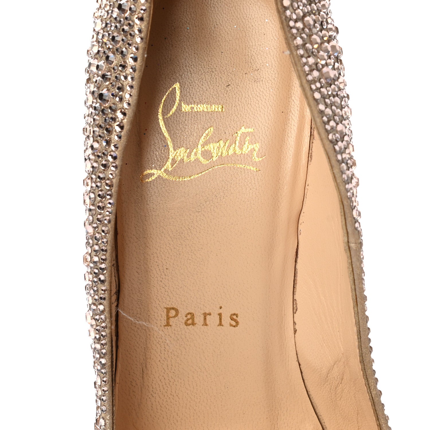 Christian Louboutin Crystal Suede Burma Daffodile Strass 160 Pumps 36 Gold 8 of 11