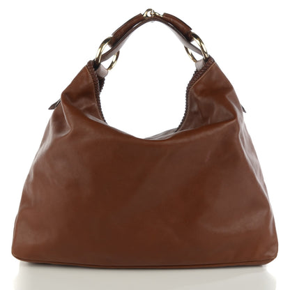 Gucci Calfskin Large Horsebit Chain Hobo Brown 1 of 9