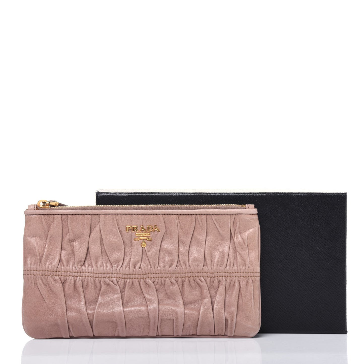 Nappa Gaufre Ruched Pouch Cammeo