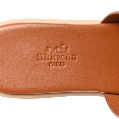 Hermes Calfskin Cork Eze 30 Sandals 35 Marron Glaise 6 of 9