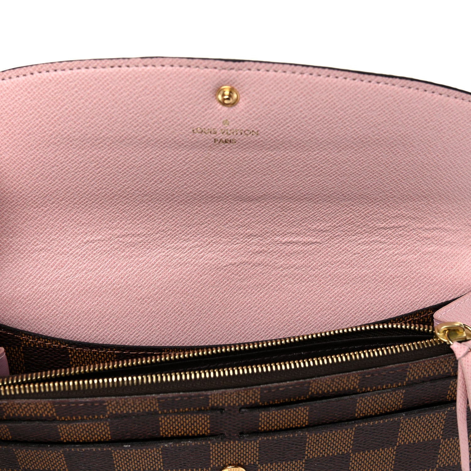 Louis Vuitton Damier Ebene Emilie Wallet Rose Ballerine 11 of 15