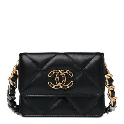 Chanel Lambskin Quilted Chanel 19 Flap Belt Bag Black 1 of 8