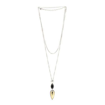 John Hardy Sterling Silver 18K Yellow Gold Onyx Classic Chain Drop Pendant Necklace 3 of 5